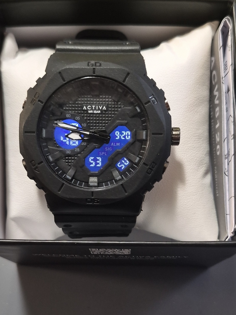 Invicta Activa Black Men's Analog-Digital Watch with Blue Displays